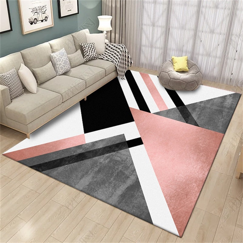 Bubble Kiss Nordic Style Heavy Metal Area Rugs For Living Room Kids Room Carpet Black Geometry