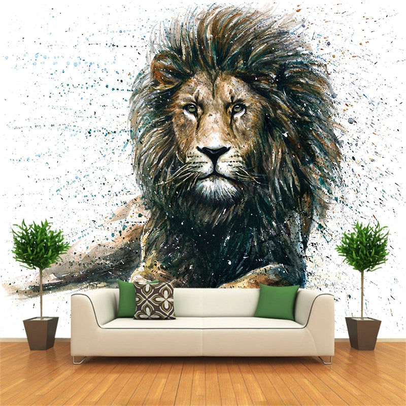 Amazing Animal Lion Custom Photo Canvas Wall Paper Wall Mural Backdrop Wallpaper Living Room Bedroom